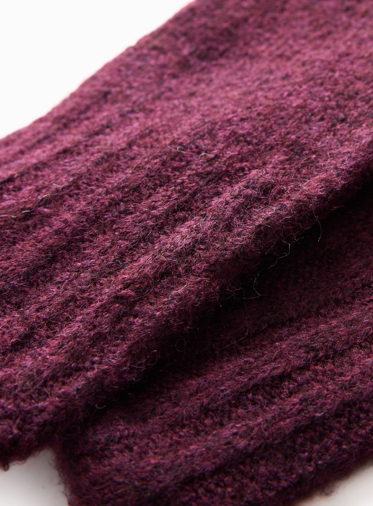 Burgundy Knitted Gloves One Size - Image 2